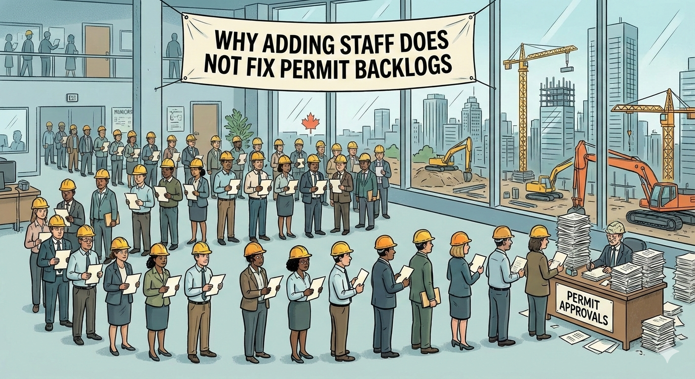 Modern municipal permitting software dashboard showing permit workflows and approval status