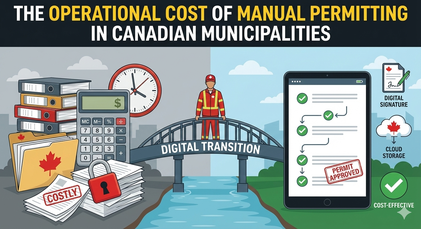 Modern municipal permitting software dashboard showing permit workflows and approval status