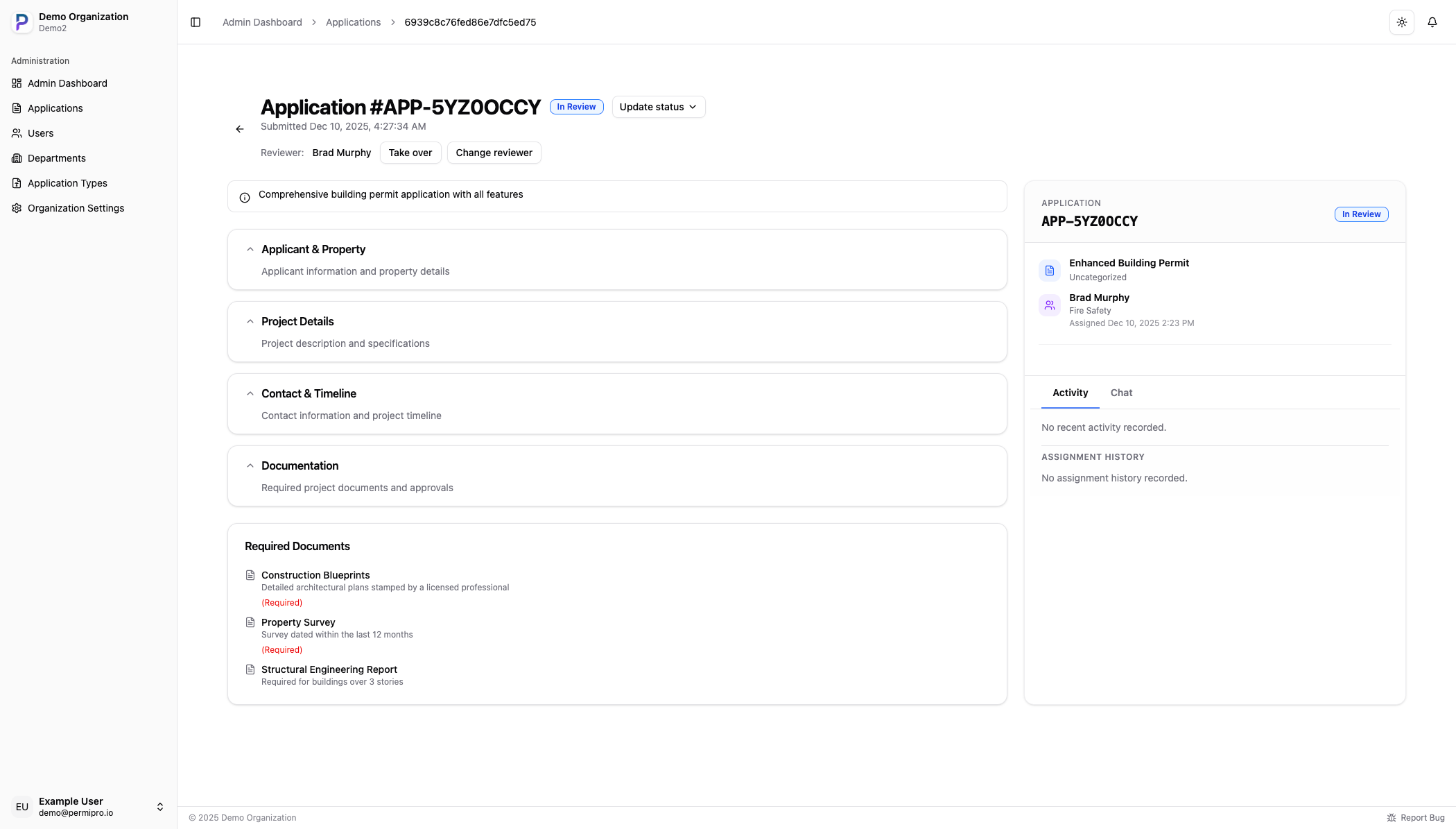 PermiPro structured application form